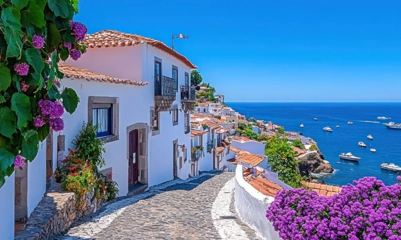 Kamienna uliczka na tle oceanu